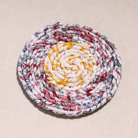  Upcycled Fabric Hand Braided Coaster 