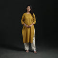 Jacquard Cotton Straight Long Kurta for Women 09