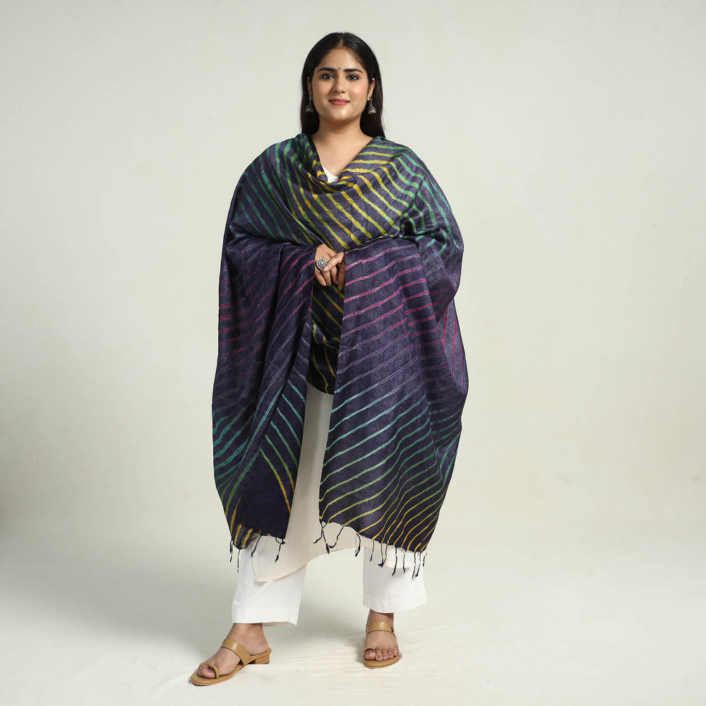 Traditional Tie & Dye Tussar Silk Leheriya Dupatta 05