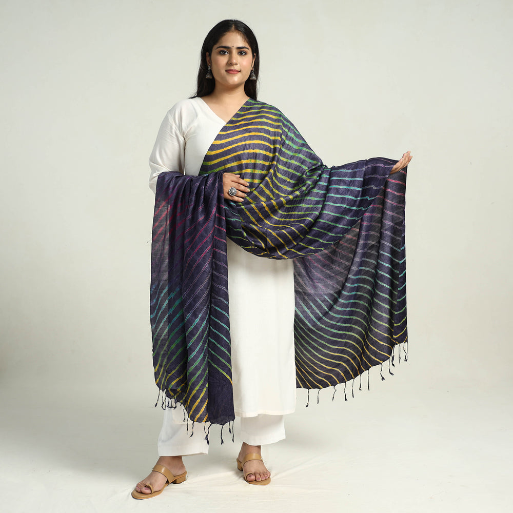 Traditional Tie & Dye Tussar Silk Leheriya Dupatta 05