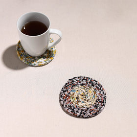  Upcycled Fabric Hand Braided Coaster 