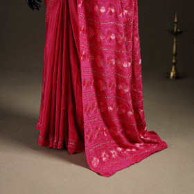 Chinon Silk Hand Embroidery Phulkari Saree 01