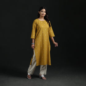 Jacquard Cotton Straight Long Kurta for Women 09