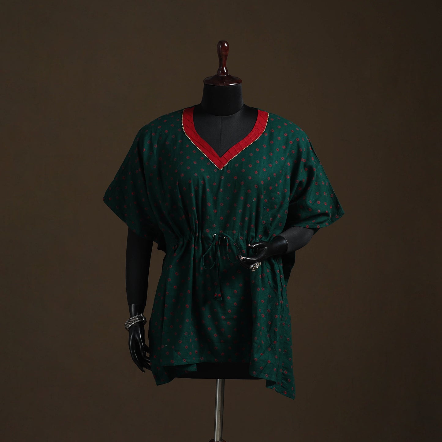 Bandhani Tie-Dye Gota Work Cotton Kaftan (Short) 18