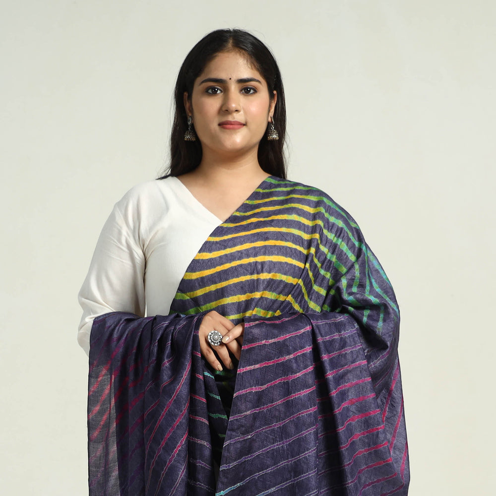 Traditional Tie & Dye Tussar Silk Leheriya Dupatta 05