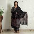 Ajrakh Block Printed Cotton Kurta with Palazzo & Dupatta Set
 
