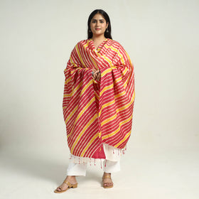 Traditional Tie & Dye Tussar Silk Leheriya Dupatta
