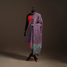 Multicolor - Bengal Hand Embroidery Patchwork Reversible Silk Kantha Dupatta 05