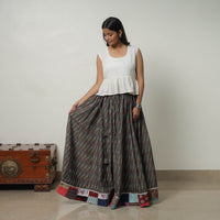 Black - 24 Kali Cotton Pochampally Ikat Skirt with Border 32