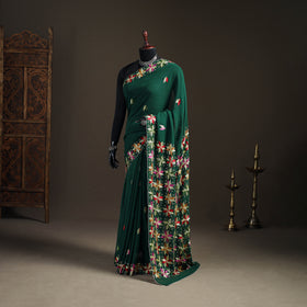 Chinon Silk Hand Embroidery Phulkari Saree 12