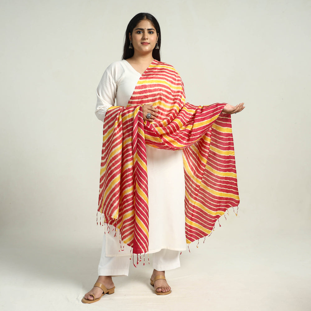 Traditional Tie & Dye Tussar Silk Leheriya Dupatta 06