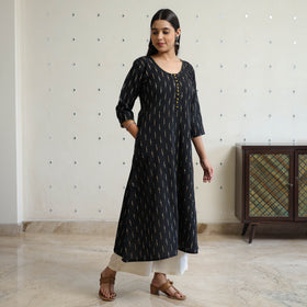 Pochampally Ikat Weave Cotton A-Line Long Kurta for Women