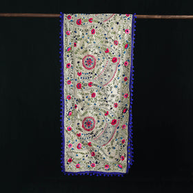 Ranihati Chanderi Silk Hand Embroidered Stole with Pom Pom 152