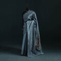 Blue - Bengal Hand Embroidery Silk Nakshi Kantha Saree 16
