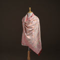 Pink - Pochampally Ikat Pure Handwoven Merino Wool x Silk Shawl 01