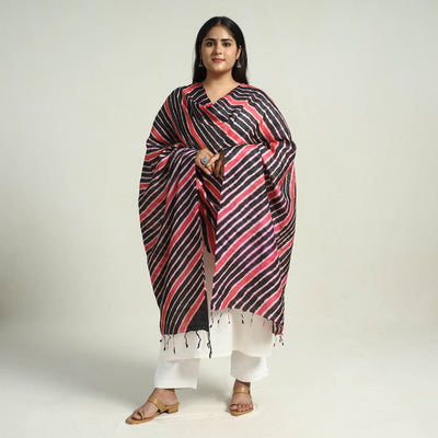 Traditional Tie & Dye Tussar Silk Leheriya Dupatta 07