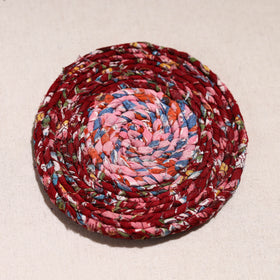  Upcycled Fabric Hand Braided Coaster 