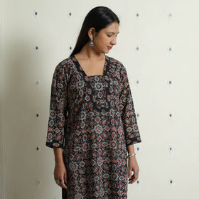 Ajrakh Block Printed Cotton Kurta with Palazzo & Dupatta Set
 
