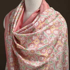 Pink - Pochampally Ikat Pure Handwoven Merino Wool x Silk Shawl 01