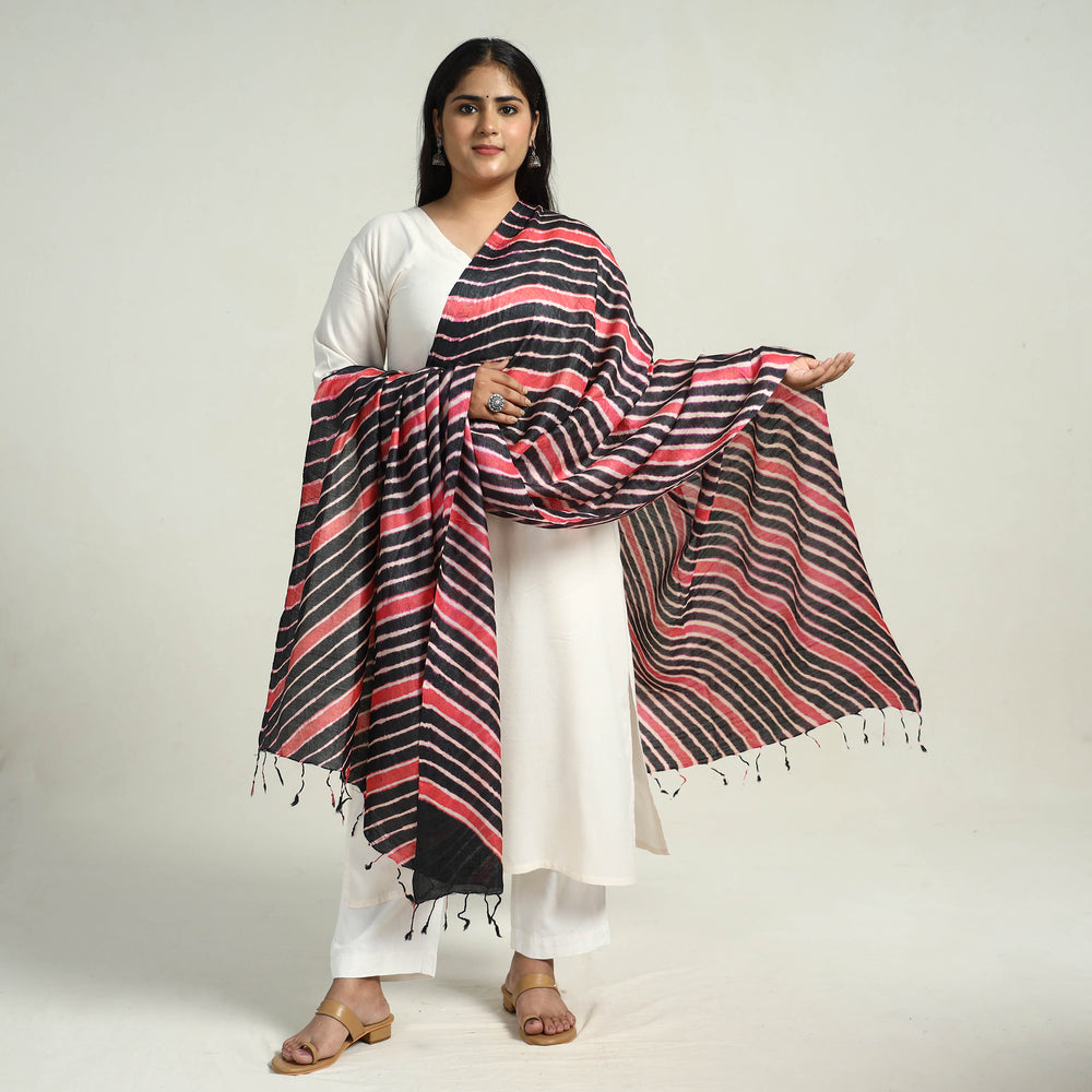 Traditional Tie & Dye Tussar Silk Leheriya Dupatta 07