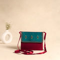 Traditional Kutch Mashru Silk Leather Flap Sling Bag 11