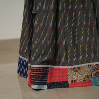 Black - 24 Kali Cotton Pochampally Ikat Skirt with Border 32