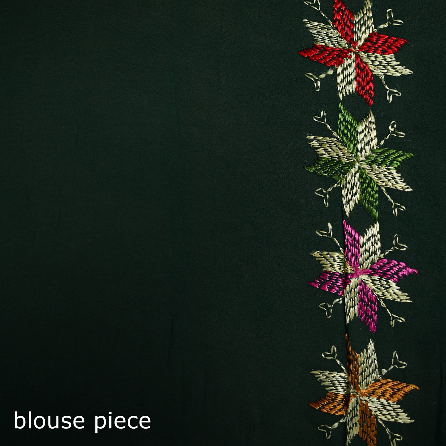 Chinon Silk Hand Embroidery Phulkari Saree 12