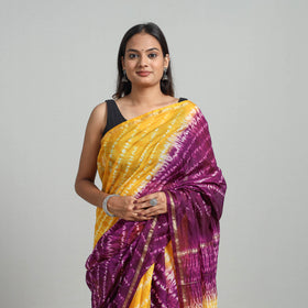 Orange Elegant Tie & Dye Shibori Silk Saree Online in India