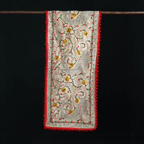 Ranihati Chanderi Silk Hand Embroidered Stole with Pom Pom 149