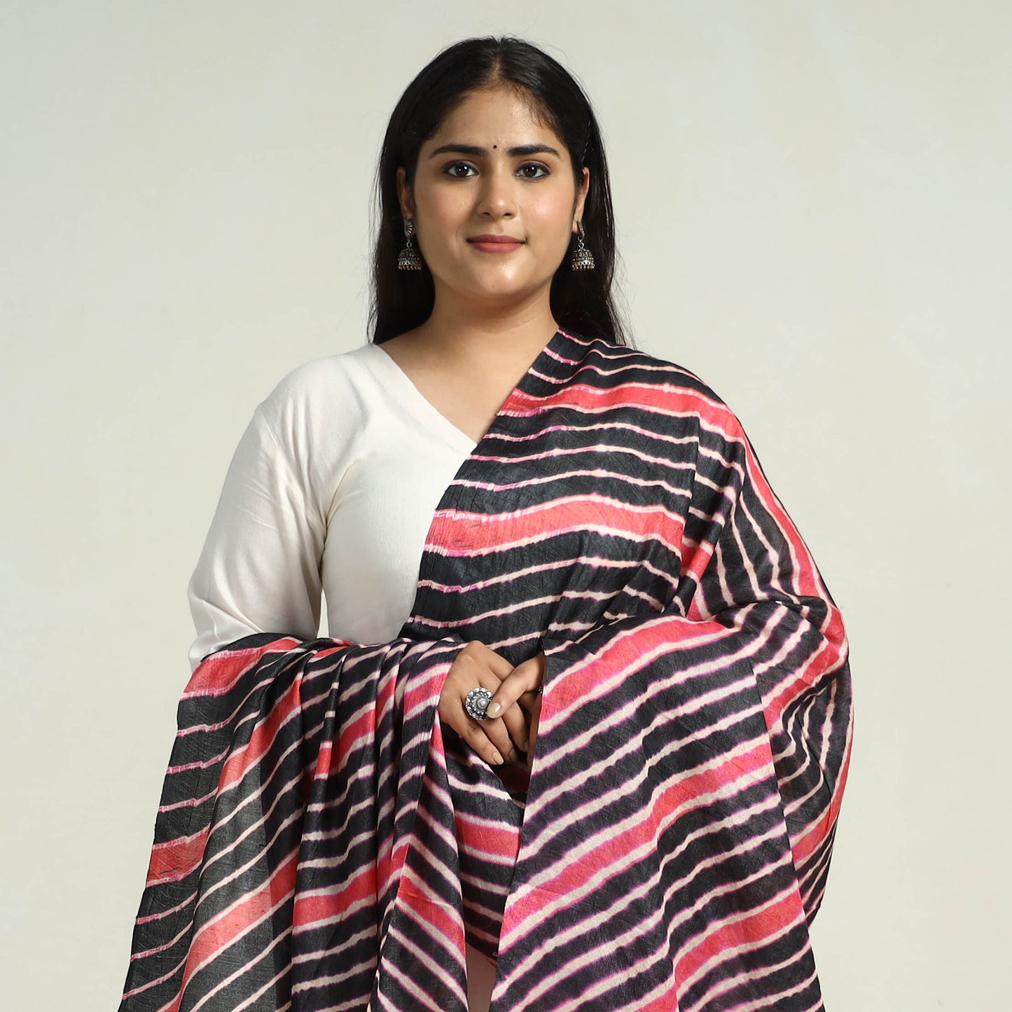 Traditional Tie & Dye Tussar Silk Leheriya Dupatta 07