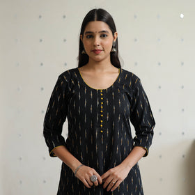 Pochampally Ikat Weave Cotton A-Line Long Kurta for Women