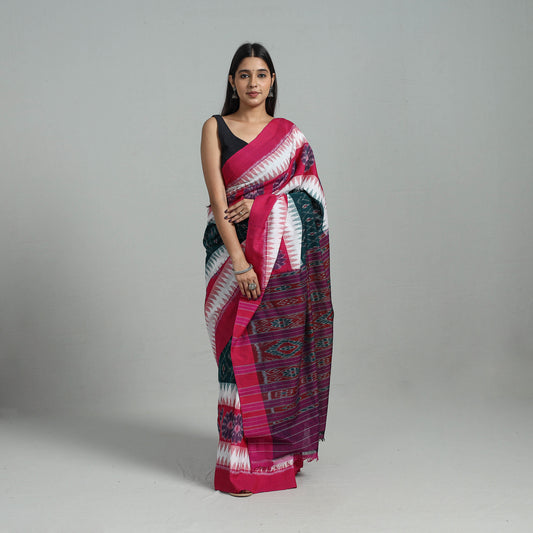 Multicolor - Ikat Weave Handloom Cotton Sambalpuri Saree 04