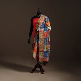 Multicolor - Bengal Hand Embroidery Patchwork Reversible Silk Kantha Dupatta 07