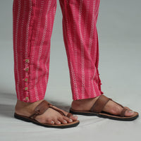 Pink - Jacquard Weave Cotton Elasticated Pant 03