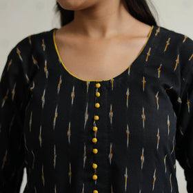 Pochampally Ikat Weave Cotton A-Line Long Kurta for Women