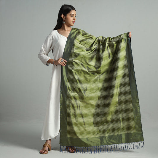 Green - Pochampally Ikat Weave Pure Silk Handloom Dupatta 53