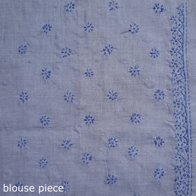 Purple - hand embroidered terivoile cotton lucknowi