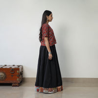 24 Kali Plain Cotton Skirt with Patchwork Border 02