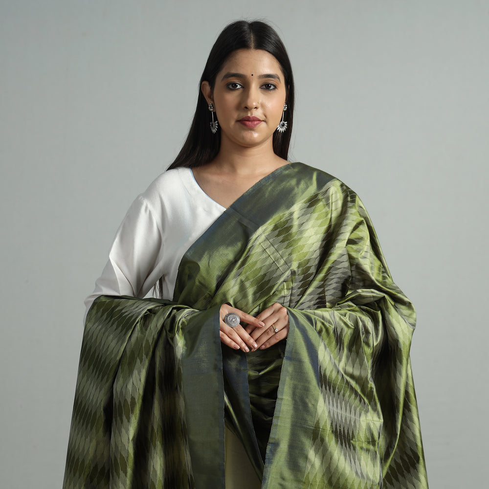 Green - Pochampally Ikat Weave Pure Silk Handloom Dupatta 53