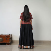 24 Kali Plain Cotton Skirt with Patchwork Border 02