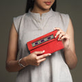 Red Handcrafted Kutch Jat Embroidery Leather Wallet