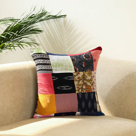 Multicolor - handcrafted cotton patchwork cushion cover 20