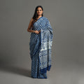 Blue - natural dyed cotton pipad saree 14 - handcrafted