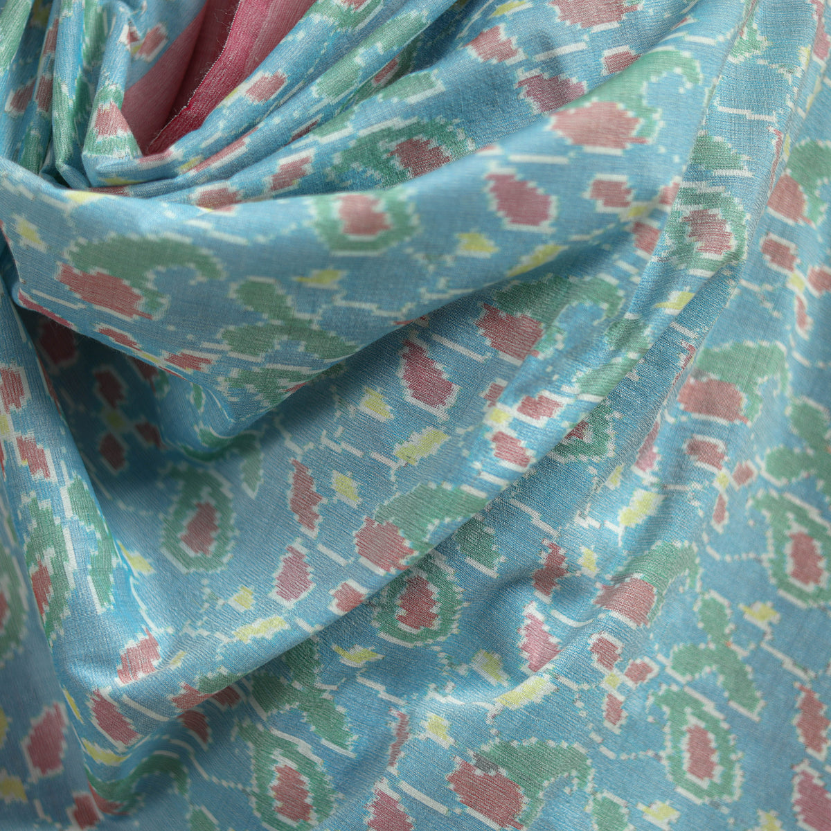 Pochampally Ikat Pure Handwoven Merino Wool x Silk Shawl 06