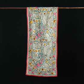 Beige - Ranihati Chanderi Silk Hand Embroidered Stole 144