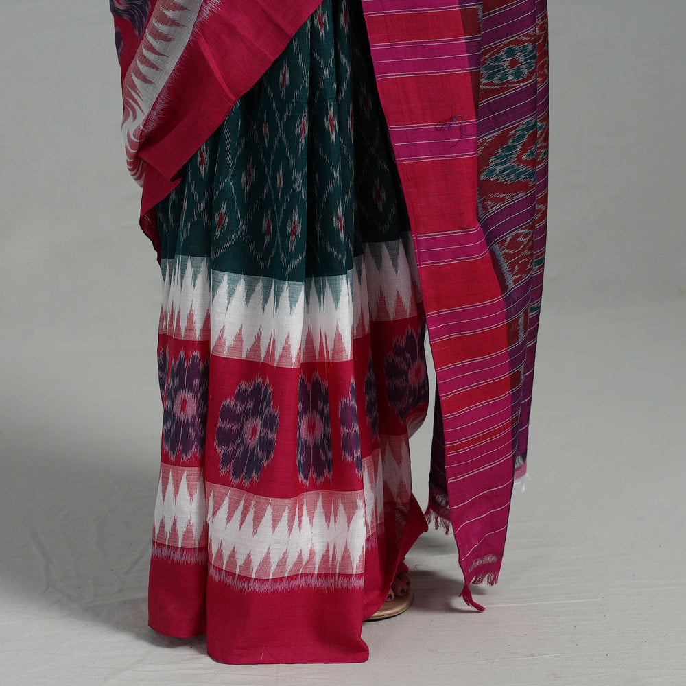 Multicolor - Ikat Weave Handloom Cotton Sambalpuri Saree 04