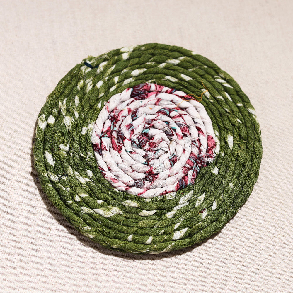 Upcycled Fabric Hand Braided Coaster 38