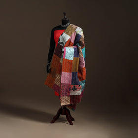 Bengal Hand Embroidery Patchwork Reversible Silk Kantha Dupatta 08