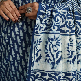 Blue - natural dyed cotton pipad saree 14 - handcrafted