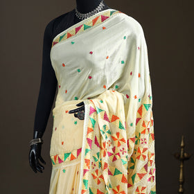Chinon Silk Hand Embroidery Phulkari Saree 11